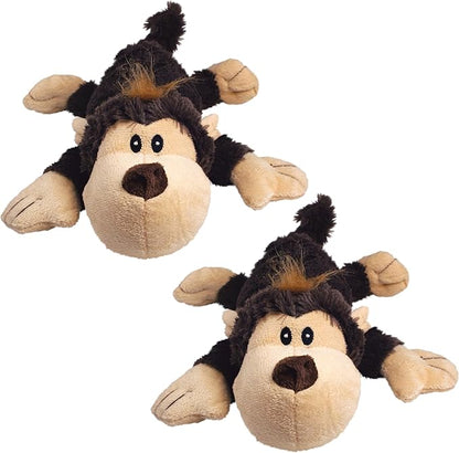 KONG Cozie Plush Dog Toys 2 Pack – Durable & Soft Squeaky Toys for Medium Dogs – Assorted Animal Characters (Funky The Monkey)