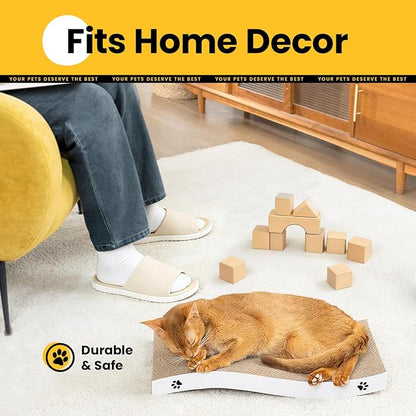 Cat Scratcher, Durable Scratch Pad, Corrugated Cardboard Scratching Board for Indoor Cats, Heavy Duty, Double-Sided Usability, Recyclable, with Catnip, Medium, 2 Packs