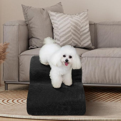 Dog Stairs for Small Dogs - High Density Foam Pet Steps, Extra Wide Dog Ramp with Non-Slip Bottom for High Beds, Couch and Sofa, Best for Dogs Injured, Older Doggy Cats,2 Steps, Black