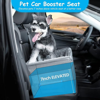 Dog Car Seat for Small Dogs, Elevated Dog Booster Seat Pet Travel Carrier Bed for Car with Adjustable Straps Pet Car Booster Seat for Small Dogs Cats