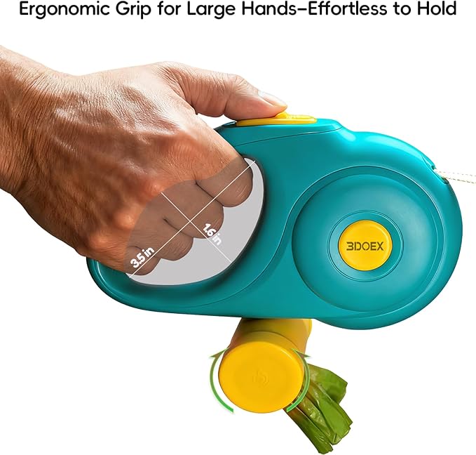 Retractable Dog Leash 16FT for Small & Medium Dogs, Sturdy Heavy-Duty Nylon Tape with Secure Locking Carabiner & Poop Bag Holder, Smooth One-Hand Control, Anti-Slip Handle, Tangle-Free Design (Green)