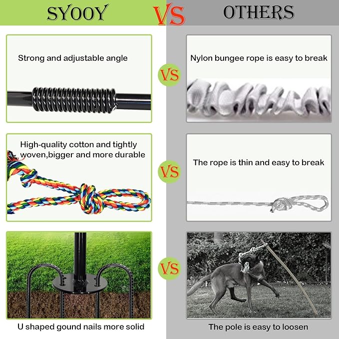 Outdoor Interactive Dog Toys,Tether Outdoor Dog Tug Toy Exercise Equipment in Yard Park with 2 Rope Toy for Large Medium Small Dogs Pull Chase and Tug of War
