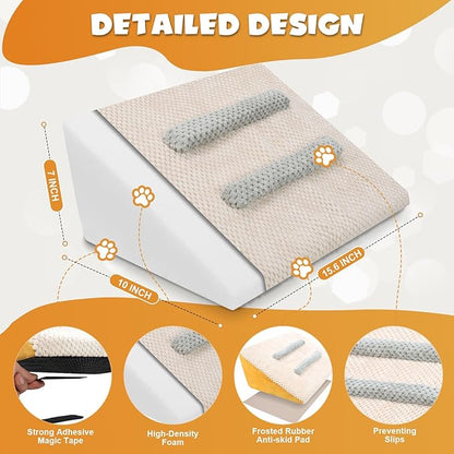 1pack Dog Stairs,Dog Ramp for Stairs Pet Steps with Non-Slip Mat and Anti-Slip Stickers Grippy Carpet Surface for Dog Paws for Any Staircase Pet Ramp for Small Dogs Cats Senior Pets Injured Dogs