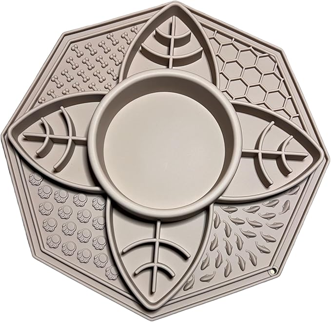 Mandala Slow Feeder Bowl Grub Lick Mat for Dogs & Cats with Suction Cups- Silicone Mandala Slow Feeder Lick Mat Dog Bowl - Non Slip Dog Bowl for Small Medium Large Breed (Dusty Rose)