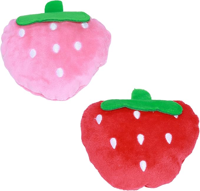 YXQ 2PCS Strawberry Dog Toy Pet Interactive Chew Toy Big Red and Pink Pet Plush for Dog Teething and Playing and Chewing
