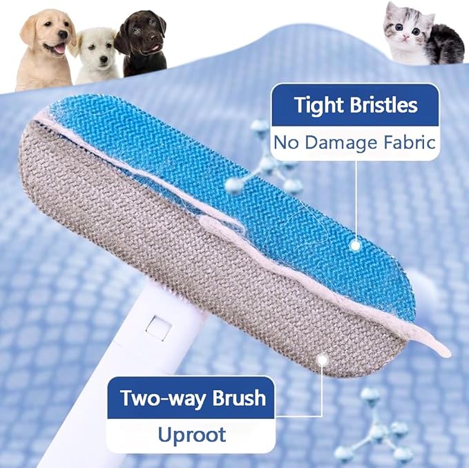 Pet Hair Remover for Furniture, Reusable 17-Inch Multifunctional Cat and Dog Hair Removal Tool, Extra Long Handle, Gentle on Couch, Carpet, Clothes, Bedding, Tile, Car Seats