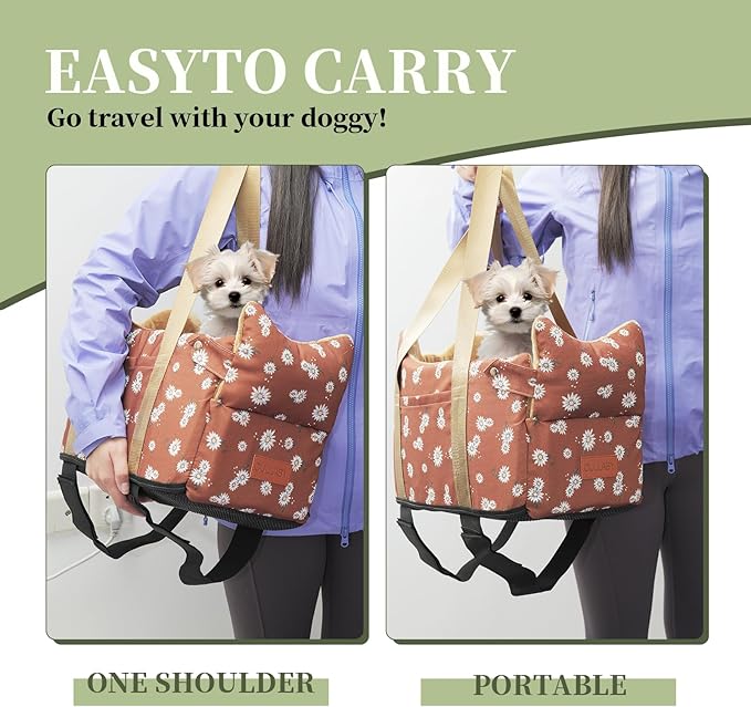 Cullaby Center Console Small Dog Car Seat Portable Puppy Booster Armrest Carseat, Anti-Collapse Comfort Car Travel with Washable Fluffy Cushion and Pillow (Coffee Color, Extar Small armrest lid)