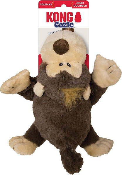 KONG Cozie Plush Dog Toys 2 Pack – Durable & Soft Squeaky Toys for Medium Dogs – Assorted Animal Characters (Funky The Monkey)