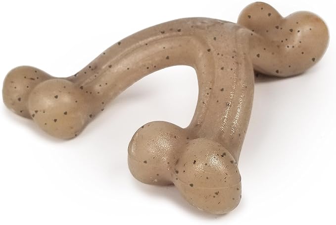 Nylabone Gourmet Style Wishbone Strong Chew Toy for Puppies, Puppy Enrichment Teething Toys, Peanut Butter Flavor, Small Dogs - Up to 25 Ibs, 1 Count