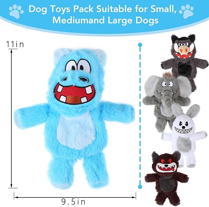 Bzonsmart Dog Squeaky Toys.Tough Plush Chew Toys Bundle for Small Medium Large Breed Chewer.Interactive Dog Toys to Keep Them Busy .Durable Anti-Boredom Dog Toys for Teething Chewing Playing Training