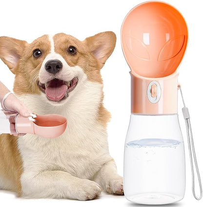 Dog Water Bottle, Widen Sink Portable Dogs Water Dispenser 17oz, Leak Proof, Outdoor Drink Bottles Cat, Puppy, Pet, Essential Items for Travel, Walking, Hiking, Dog Accessorie (Orange, 17oz)