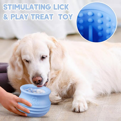 Dog Enrichment Treat Toy, Long-Lasting Wobbly Interactive Freeze Lick Toys for Dogs, Stuffable Puzzle Feeder Toy for Boredom, Silicone Treat Dispensing Chew Toy (Baby Blue,S)