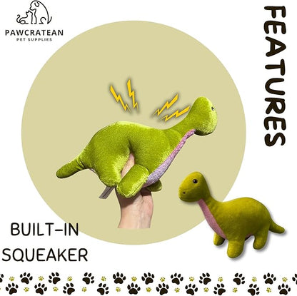 7" Squeaky Plush Toy for Puppies Small Dogs Self Etertainment Washable Soft Made [PET ONLY] (Green & Pink Dinsaur)