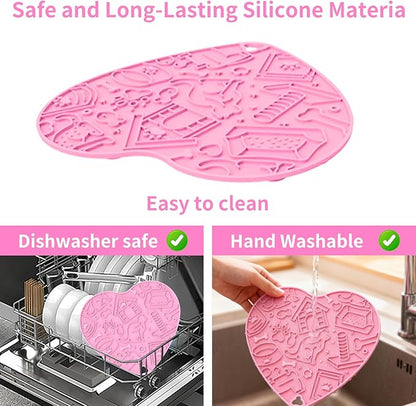 Silicone Slow Feeder Dog & Cat Bowl – Heart Shape Anti-Slip Puzzle Feeding Bowl for Slow Eating, Bloat & Digestion Control – Interactive Pet Enrichment Bowl (Cherry Blossom Pink)