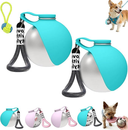 Foldable Pet Water Bottle for Travel, 2 in 1 Portable Dog Water Bottle, 304 Stainless Steel Compact Dog Drinking Bottles Leak Proof & Silicone Bowl for Walking Hiking (2PCS,C)