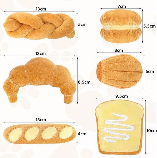 Distaratie Cat Toys 6 Pack Bread Catnip Toys Soft and Durable Chew Bite Resistant Toys for Teeth Cleaning Boredom Relief Interactive Soft Chew Kicker Cat Toys for Indoor Cats