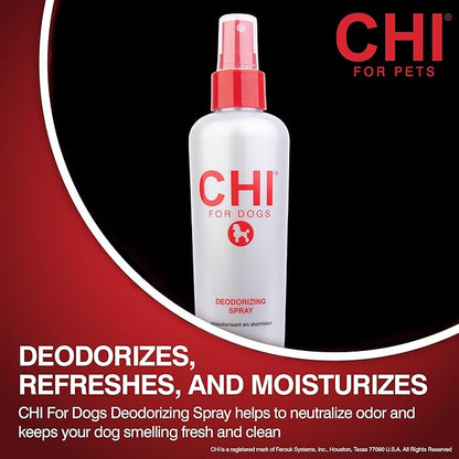 CHI for Dogs Deodorizing Spray for Dogs and Puppies, Dog Grooming Spray to Help Refresh Coats and Reduce Odors Between Baths While Moisturizing Fur, Unscented, 8 Fl Oz