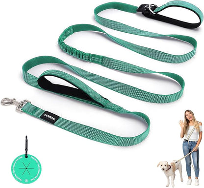 8FT-10FT Hands Free Dog Leash - Adjustable Waist/Crossbody 2-in-1 Belt with Shock-Absorbing, Traffic Handle & Reflective for Hiking, Canicross & Active Lifestyles (Mint Green)