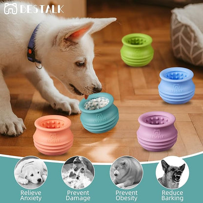 Dog Enrichment Treat Toy, Long-Lasting Wobbly Interactive Freeze Lick Toys for Dogs, Stuffable Puzzle Feeder Toy for Boredom, Silicone Treat Dispensing Chew Toy (Teal Blue,L)