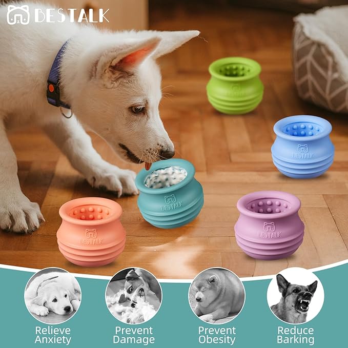 Dog Enrichment Treat Toy, Long-Lasting Wobbly Interactive Freeze Lick Toys for Dogs, Stuffable Puzzle Feeder Toy for Boredom, Silicone Treat Dispensing Chew Toy (Teal Blue,S)