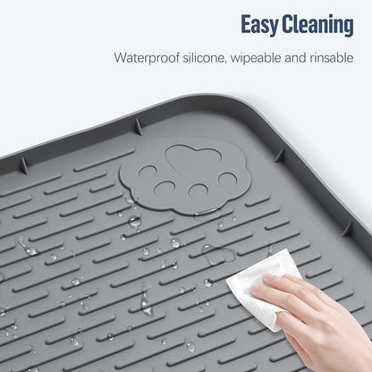 Pee Pad Holder for Dogs, 40" x 28" Silicone Pee Tray Mat Leak-Proof, High Edge, No Spill Pet Pad Holder for Puppy, Cat, Rabbit, Training Pads for Floor Protection, No Pee Pads (Dark Grey)