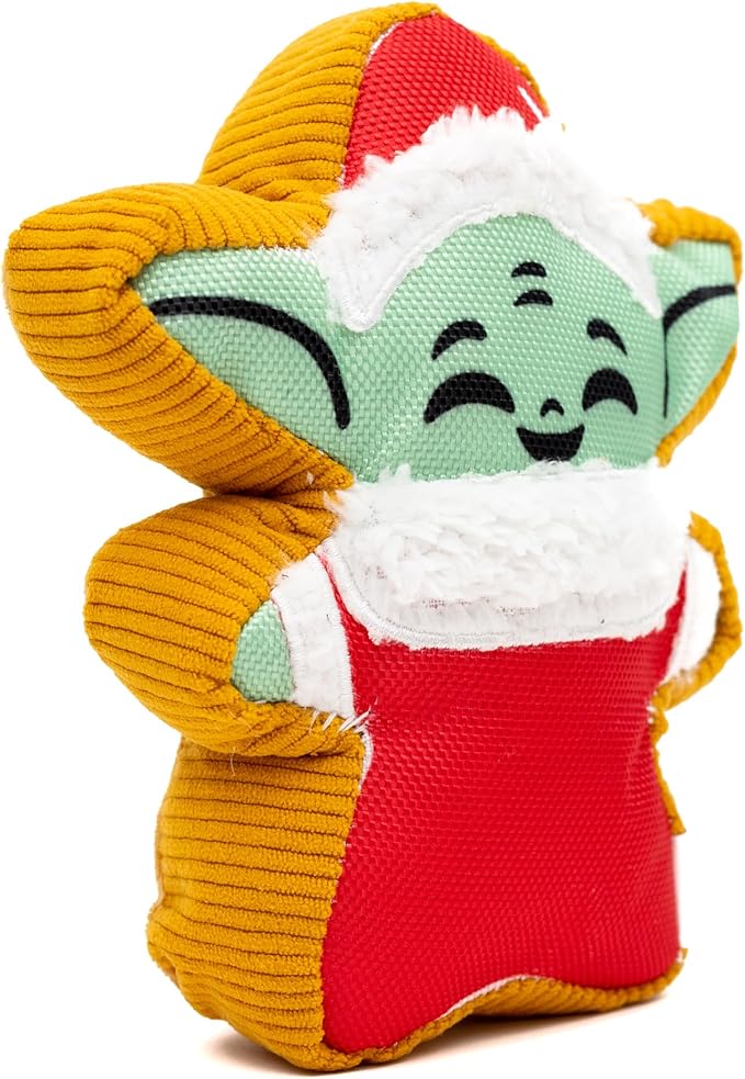 Star Wars Squeaky Plush Dog Toy for Large, Medium & Small Dogs, Holiday Grogu Santa Cookie Replica