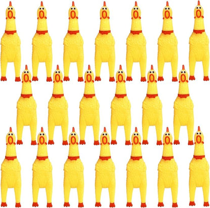20 Pcs Rubber Chicken,Screaming Chicken,Squeeze Chicken,Yellow Rubber Squawking Dog Toys,Prank Novelty Noise Toy