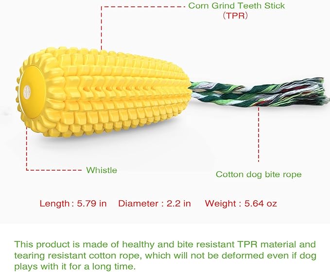 Dog Chew Toys, Dog Toys for Aggressive Chewers Small Medium Large Breed, Interactive Corn Toys Puppy Toothbrush, Tough Teething Toy for Small Medium Large Breed (Yellow)