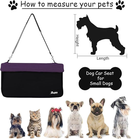 JESPET & GOOPAWS Dog Booster Seats for Cars, Portable Dog Car Seat Travel Carrier with Seat Belt for 24lbs Pets (Purple-16 L x 13" D x 9" H)