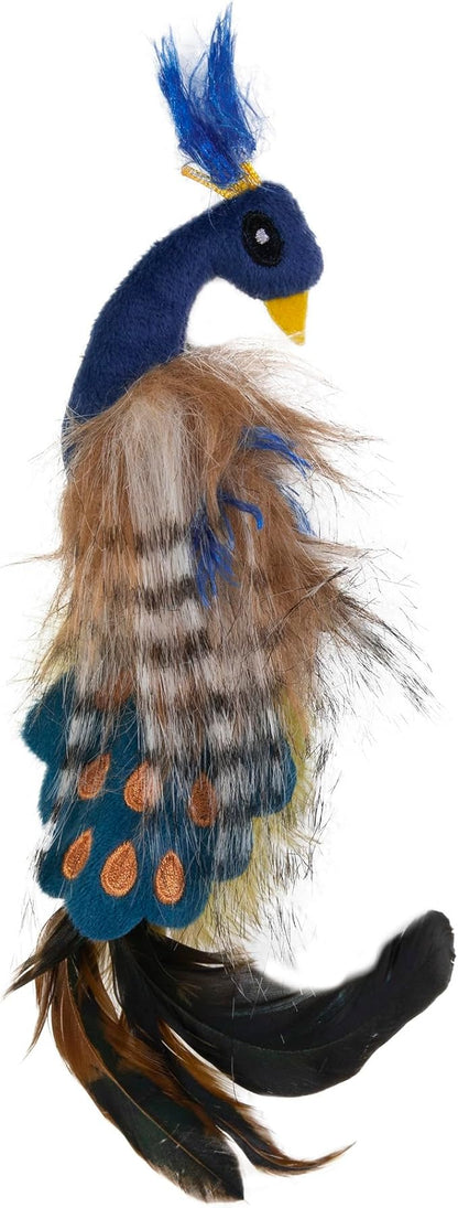 Pet Zone Pretty Peacock Feathered Plush Cat Toy with Catnip, Pack of 1