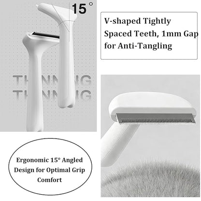 Pet Shedding Comb - Safe ABS Material Deshedding Brush, V-Shaped 1mm Close Teeth, Gentle on Skin, Effortlessly Removes Loose Undercoat & Prevents Matting, Suitable for All Fur Types