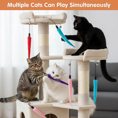 10 PCS Cat Toy Worm Refills, Soft Cat Worm Toys Interactive Cat Wand Replacement Feather Worm Teaser Refills Cats Kittens Toys for Indoor and Ourdoor Cats