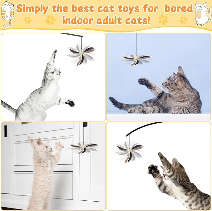 8 Pcs Cat Feather Propeller Refills Propeller Interactive Cat Toy Refills Kittens Toy Feather Replacement Wand Teasers Attachments for Kittens Wand (Lovely)