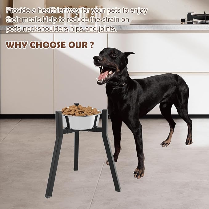 SHAINFUN Raised Dog Bowl Stand, Adjustable Width 8.3-12.6", Single Elevated Food Water Holder, Bowl Not Included