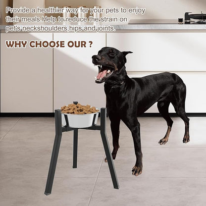 SHAINFUN Raised Dog Bowl Stand, Adjustable Width 8.3-12.6", Single Elevated Food Water Holder, Bowl Not Included