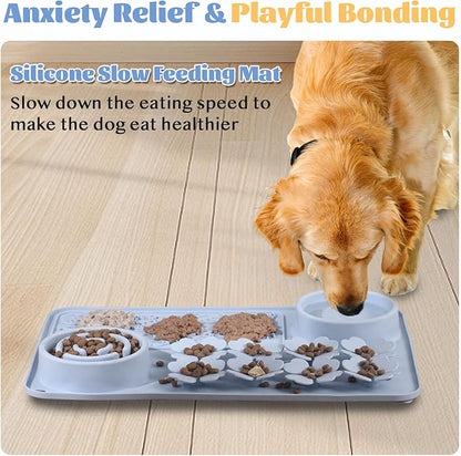 Silicone Lick Mat for Dogs & Cats – Slow Feeder Dog Bowl, Non-Slip Licking Mat for Large & Small Breeds, Puzzle Feeder & Snuffle Mat for Fast Eaters, Interactive Pet Food Mat