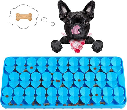Silicone Snuffle Mat for Large Dogs, Dog Lick Mat Slow Feeder, Pet Licking Treat Mat with Suction Cups for Smell Training Slow Eating, XL Blue