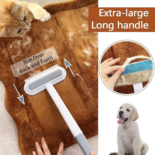 Pet Hair Remover for Furniture, Reusable 17-Inch Multifunctional Cat and Dog Hair Removal Tool, Extra Long Handle, Gentle on Couch, Carpet, Clothes, Bedding, Tile, Car Seats