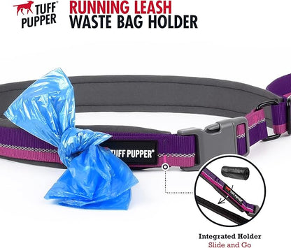 Tuff Pupper Hands Free Adjustable Length Dog Leash | Lightweight for Running Jogging Walking | Padded Waist Belt (24-50 inch) | Adjusts 3 to 6 Feet Length | Strong Ballistic Nylon w/Reflective Strips