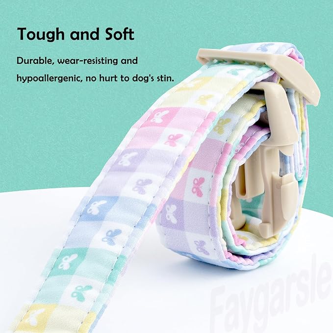 Faygarsle Pastel Butterfly Print Dog Collar, Adjustable with Quick-Release Buckle, Lightweight Summer Design for Small Medium Large Dogs Colorful L