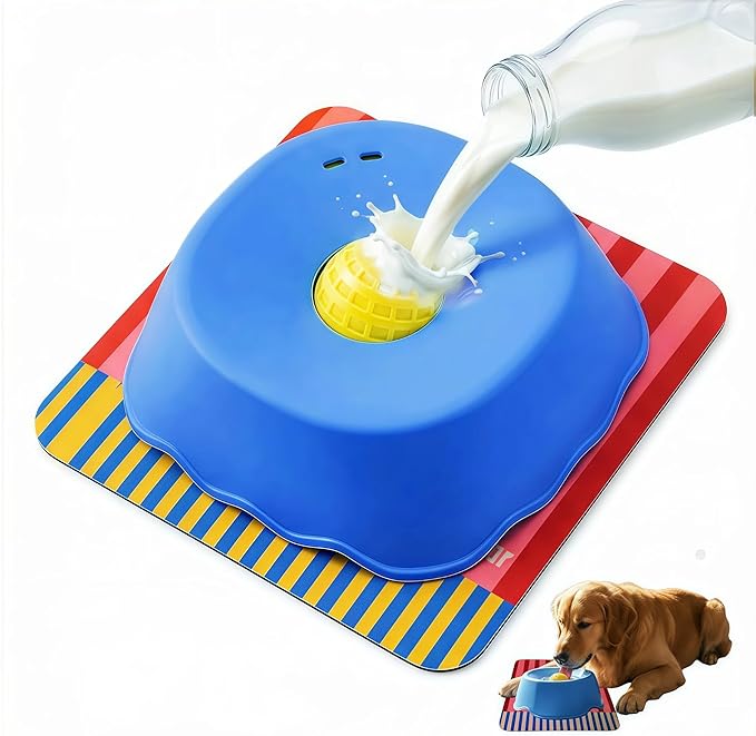 Slow Feeder Dog Bowl for Liquid with Built-in Ball,250ml Non-Slip for Bone Broth & Yogurt,Prevents Wet Chin,Anxiety Relief & Mental Stimulation,Food-Grade Easy Clean Enrichment Toy for All Breeds