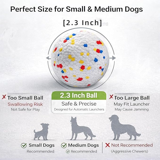 Dog Toy Balls, 2.3 Inch ETPU Material, Replacement Balls for Automatic Ball Launcher Machine, Perfect for Small & Medium Dogs, Perfect for 2.3 Inch Automatic Launcher