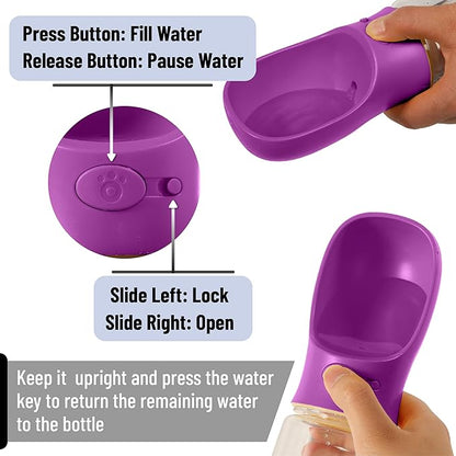 Mr. Pen Portable Dog Water Bottle, 19 oz, Large, Purple, Travel Dog Water Bottle Dispenser, Not Dishwasher Safe