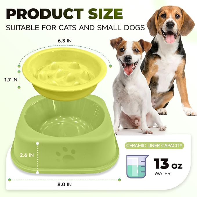 Slow Feeder Dog Bowls Ceramic Puppy Feeding Bowl for Small Dogs Cat Slow Feeder Bowl Protecting Cat and Dog Whiskers Preventing Choking with 2-in-1 Multifunctional Training Whistle