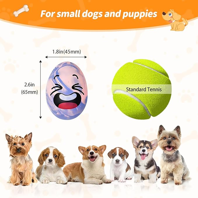 Squeaky Dog Toys for Puppy Small Dogs, 3 Pack Soft Latex Rubber Dog Chew Toy with Squeaker, Smile Face Dog Squeaky Balls for Interactive Play & Training