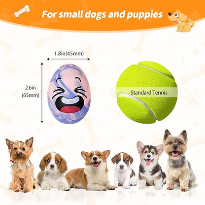 Squeaky Dog Toys for Puppy Small Dogs, 3 Pack Soft Latex Rubber Dog Chew Toys with Squeaker, Smile Face Dog Squeaky Balls for Interactive Play & Training