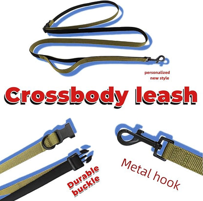 Multifunctional Dog Leash with Extra Handle -4 in 1 Hands-Free Adjustable Dog Leash for Jogging, Walking, Running - Fits Small and Medium-Sized Dogs (Army Green, M)