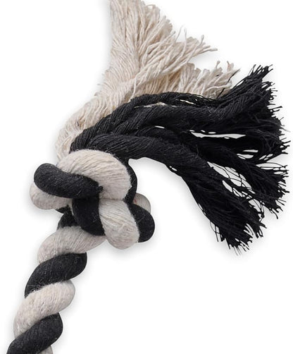 Natural Rubber Tire and Organic Cotton Rope Pull and Chew Dog Toy for All Pet Breeds, Black, Large