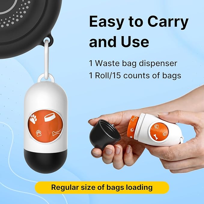 10Ft Auto-Brake Retractable Dog Leash with Chew-Proof Steel Cable, 360° Tangle-Free, Shock Absorbing, Built-in Poop Bag Dispenser, Ergonomic Comfort Grip Handle for Small Medium Dogs Up to 60lbs