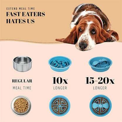 AVERYDAY Slow Feeder Dog Bowls for Large Breed, 2.5 Cups Deep Food Puzzle Bowl with Spinning Slow Feeder Insert, Non-Slip Bottom, Fits for Raised Stand, Hard Maze Design for Medium and Large Dogs
